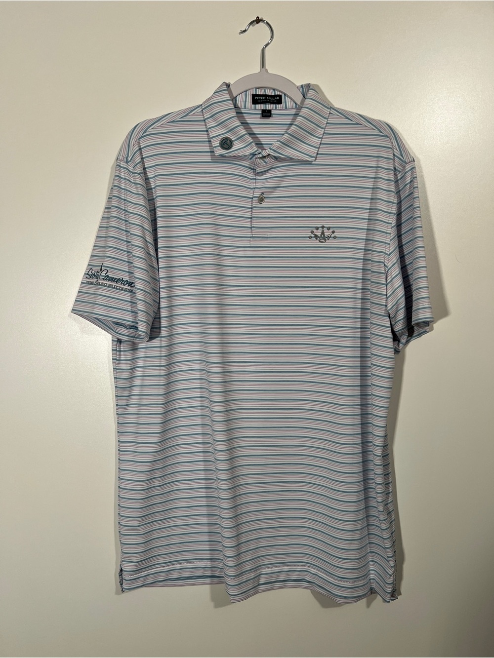 Scotty Cameron Peter Millar Circle T Golf Shirt Striped 7 Point Crown Polo Large - Picture 3 of 9